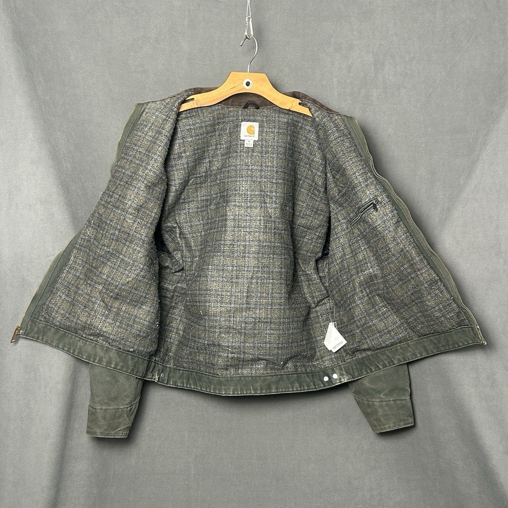 Vtg Carhartt Detroit Jacket J97 MOS Moss Green Blanket Lined Mens XL - Picture 3 of 10